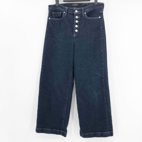 Banana Republic Pants - Banana Republic Women's Blue High Rise Button Fly Wide Leg Jeans Size 28